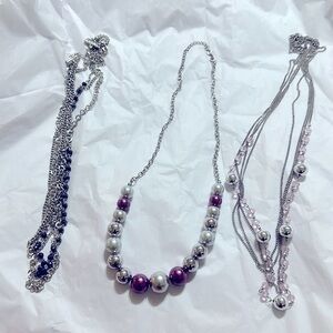 Paparazzi, jewelry, long chains pearls pink beads dark blue/black bead necklaces